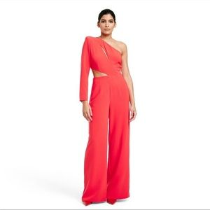 Elegant Red One-Shoulder Jumpsuit